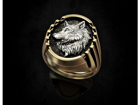 Wolf profile ring 3D 打印模型