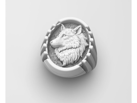 Wolf profile ring 3D 打印模型