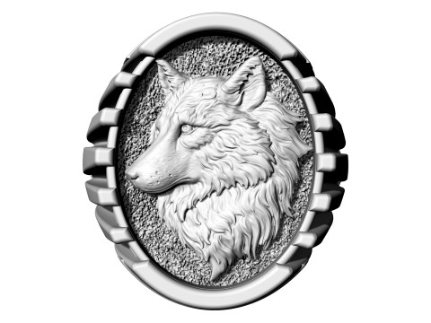 Wolf profile ring 3D 打印模型