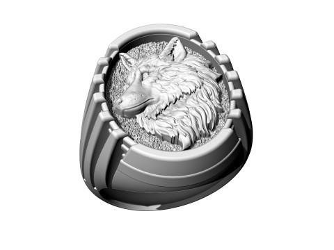 Wolf profile ring 3D 打印模型