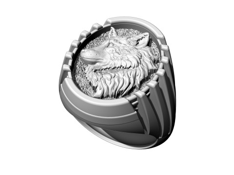 Wolf profile ring 3D 打印模型