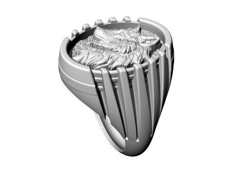 Wolf profile ring 3D 打印模型