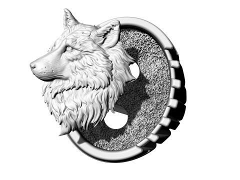 Wolf profile ring 3D 打印模型