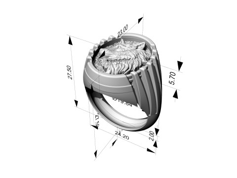 Wolf profile ring 3D 打印模型