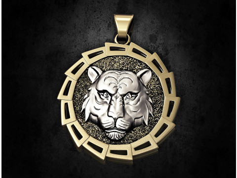 Tiger head pendant Model Cetak 3D