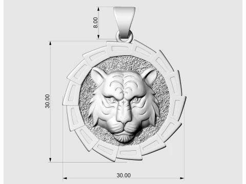 タイガーヘッドペンダント 3Dプリントモデル