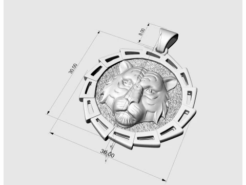タイガーヘッドペンダント 3Dプリントモデル
