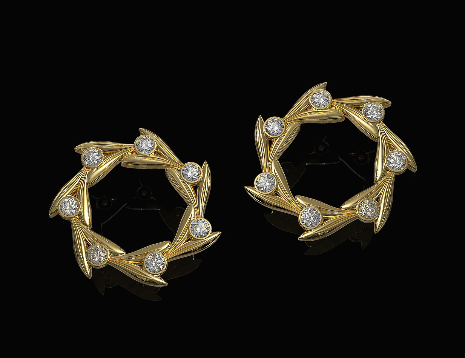 Round leaves earrings 3D print model 3D Print Model .c4d .max .obj .3ds .fbx .stl .blend