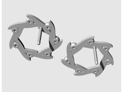 Round leaves earrings 3D print model 3Dプリントモデル