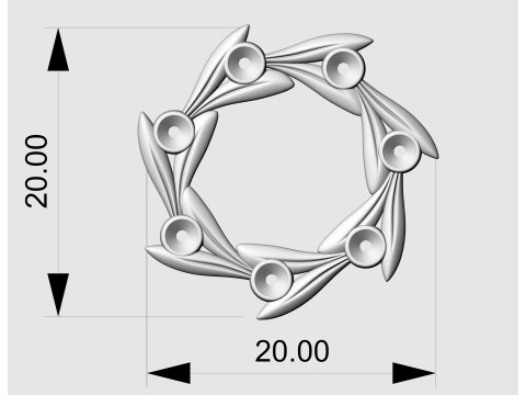 Round leaves earrings 3D print model 3Dプリントモデル
