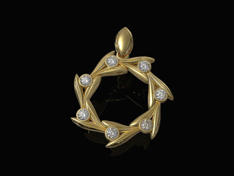 Round leaves pendant 3D-printmodel