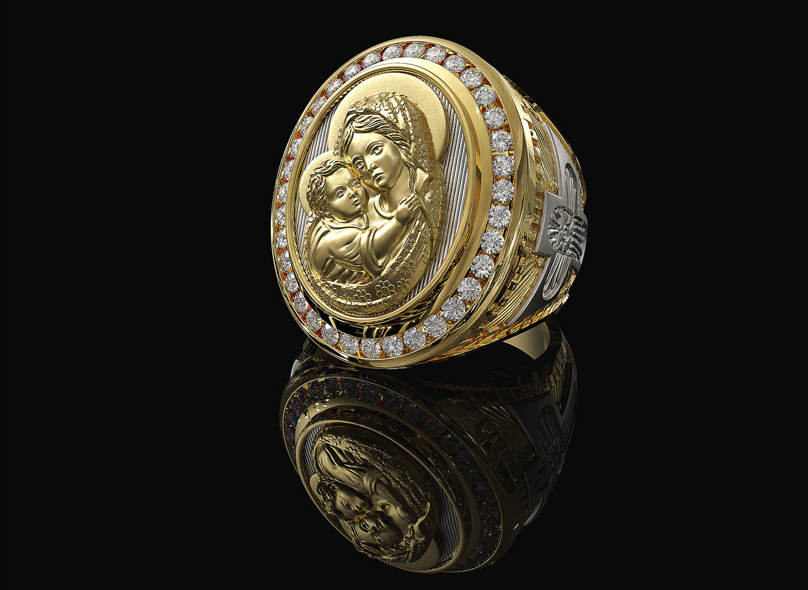 Mary with Jesus child ring 3D Print Model .c4d .max .obj .3ds .fbx .stl .blend