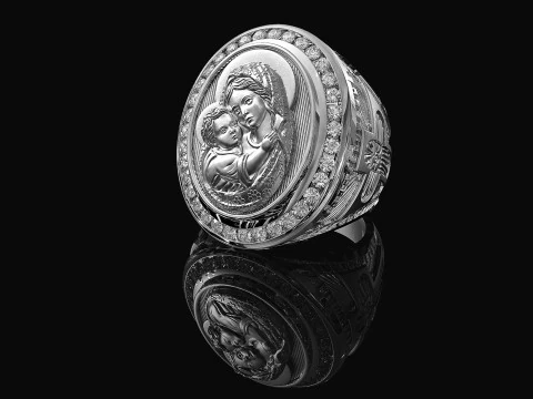Mary with Jesus child ring 3D Print Model