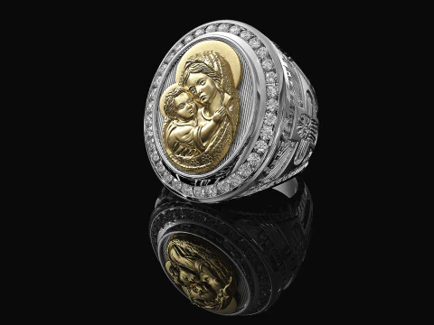 Mary with Jesus child ring 3D Print Model