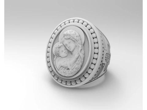 Mary with Jesus child ring 3D Print Model