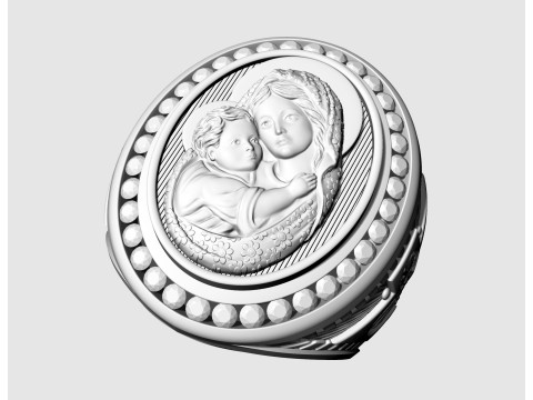 Mary with Jesus child ring 3D Принт Модель