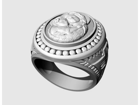 Mary with Jesus child ring 3D Print Model