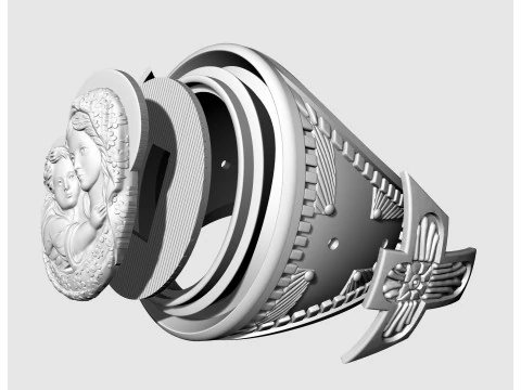Mary with Jesus child ring 3D Print Model