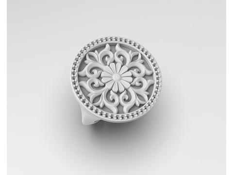 Gothic floral ring with diamond frame Model Cetak 3D