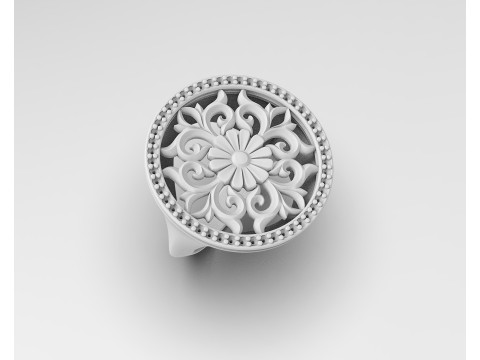 Gothic floral ring with diamond frame Model Cetak 3D