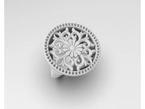 Готична квіткова каблучка з діамантовою оправою 3D Принт Модель