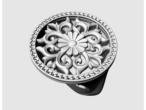 Gothic floral ring with diamond frame Model Cetak 3D