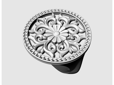 Gothic floral ring with diamond frame Model Cetak 3D
