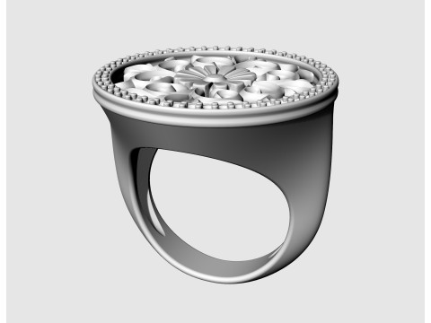 Gothic floral ring with diamond frame Model Cetak 3D