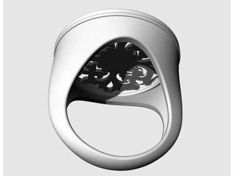 Gothic floral ring with diamond frame Model Cetak 3D