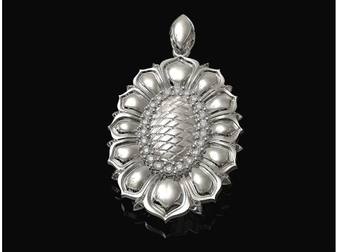 Oval rose pendant 3D Print Model