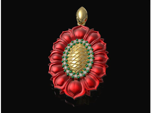 Oval rose pendant 3D Print Model
