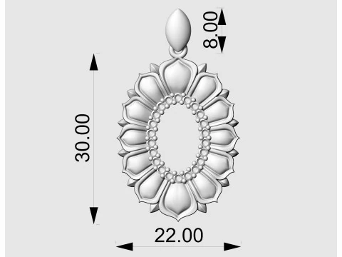 Oval rose pendant 3D Print Model