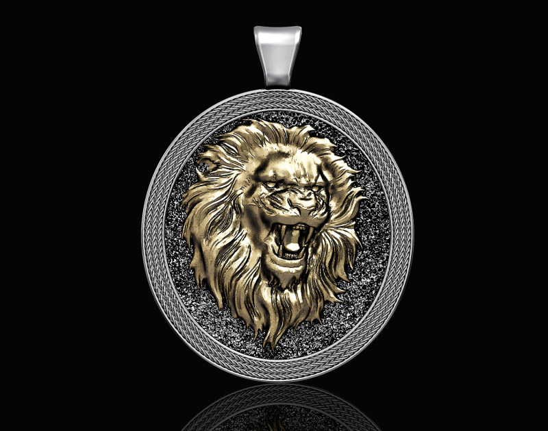 Lion pendant-oval pendant 3D-printmodel .c4d .max .obj .3ds .fbx .stl .blend