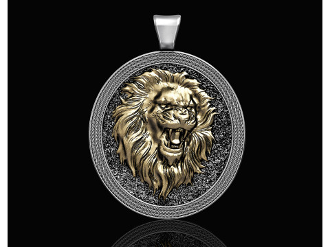 Lion pendant-oval pendant 3D Print Model