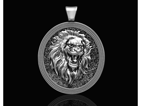 Lion pendant-oval pendant 3D-printmodel