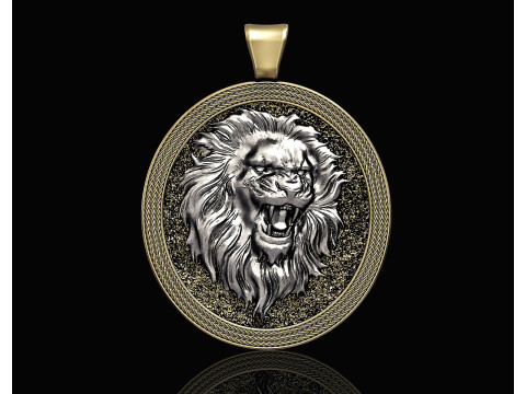 Lion pendant-oval pendant 3D-printmodel