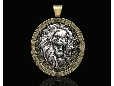 Кулон Лев-овальний кулон 3D Принт Модель