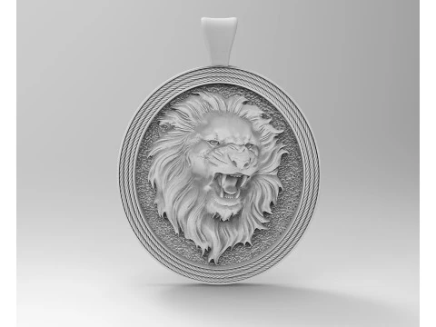 Кулон Лев-овальний кулон 3D Принт Модель