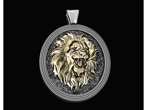 Lion pendant-oval pendant 3D-printmodel