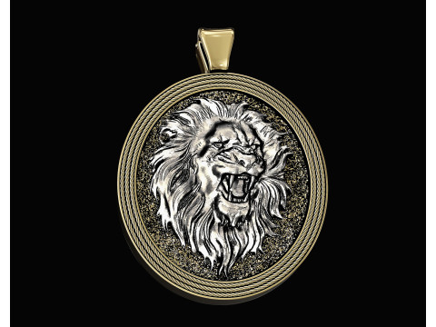 Lion pendant-oval pendant 3D-printmodel