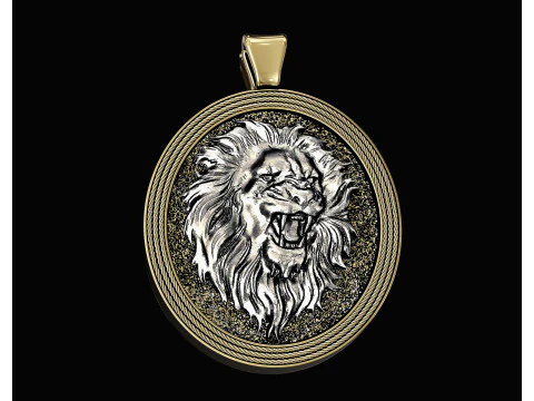 Кулон Лев-овальний кулон 3D Принт Модель