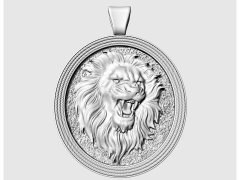 Кулон Лев-овальний кулон 3D Принт Модель