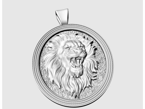 Кулон Лев-овальний кулон 3D Принт Модель