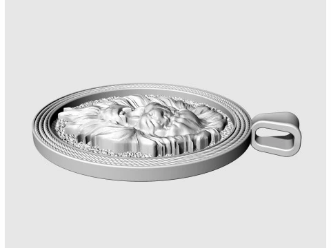 Кулон Лев-овальний кулон 3D Принт Модель