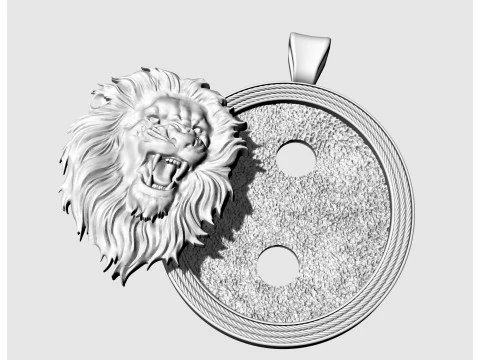 Кулон Лев-овальний кулон 3D Принт Модель