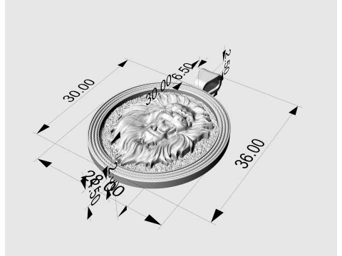 Кулон Лев-овальний кулон 3D Принт Модель