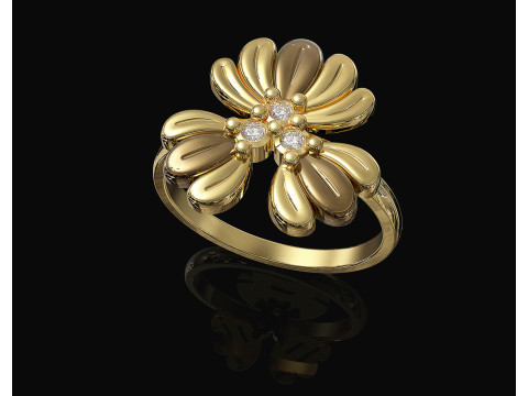 Three leaves ring 3Dプリントモデル