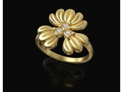 Three leaves ring 3D Print Model