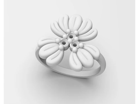 Three leaves ring 3D Print Model