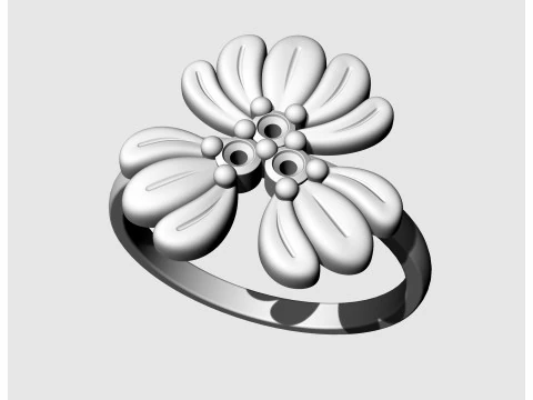 Three leaves ring 3D Print Model